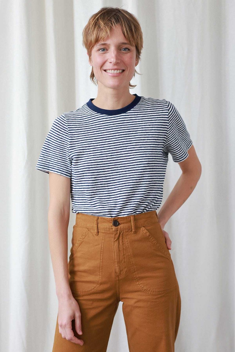 TWOTHIRDS Bocca — Navy Stripes | Tops