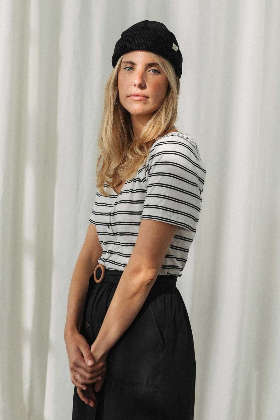 TWOTHIRDS Neville — Black And White Stripes | Tops