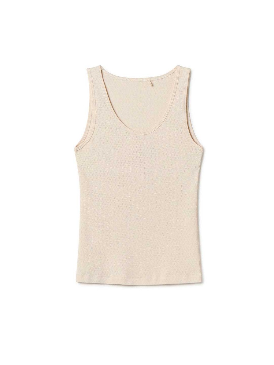 TWOTHIRDS Organic Pointelle Tank — Ecru | Underwear