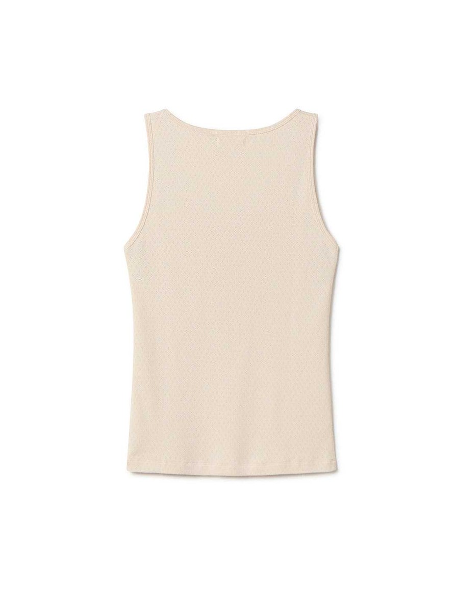 TWOTHIRDS Organic Pointelle Tank — Ecru | Tops