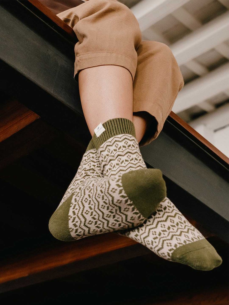 TWOTHIRDS Kikai — Green Jacquard | Socks