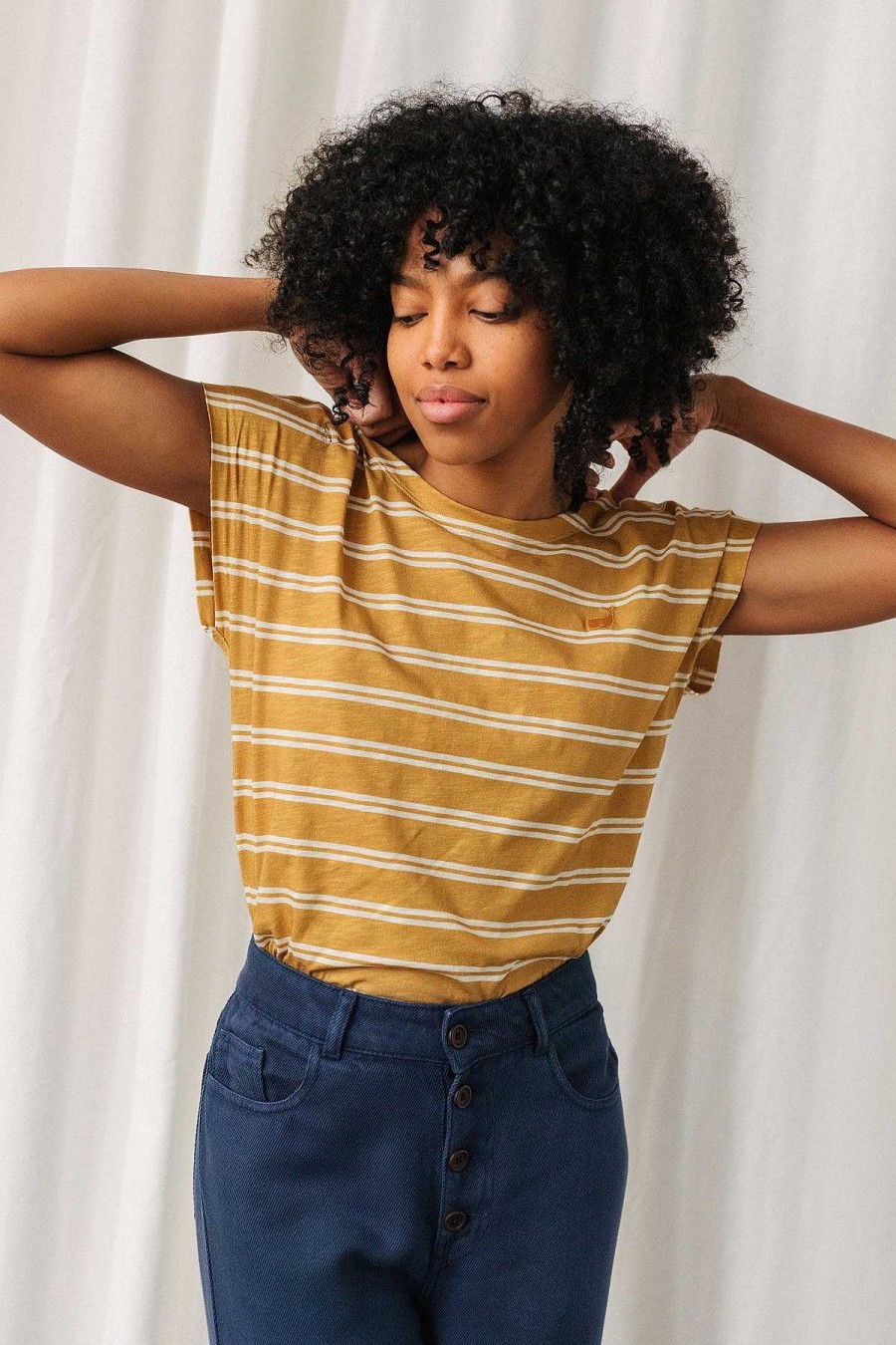 TWOTHIRDS Evia — Mustard Stripes | Tops