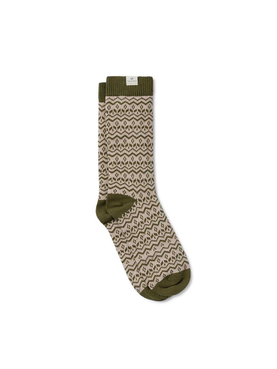 TWOTHIRDS Kikai — Green Jacquard | Socks